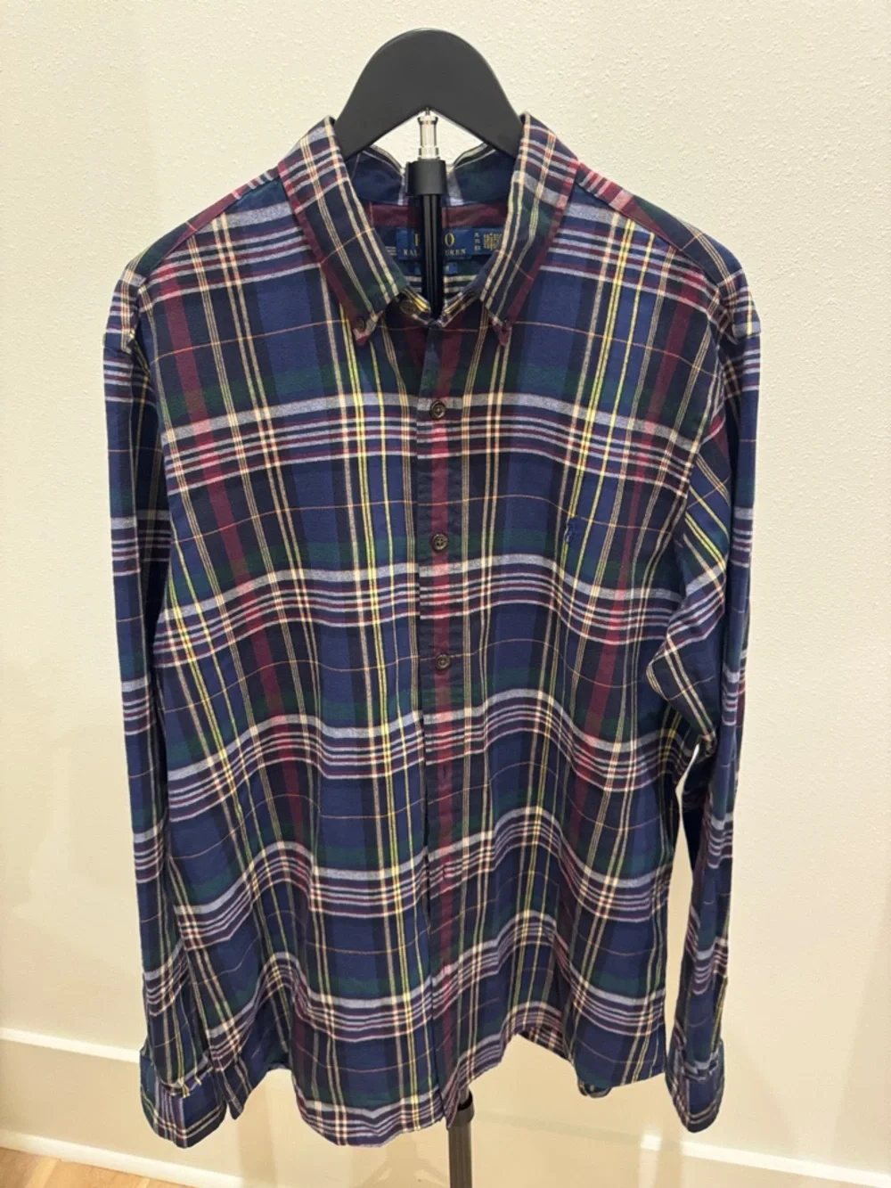Polo by Ralph Lauren Navy Green Burgundy Plaid Button-Down Shirt